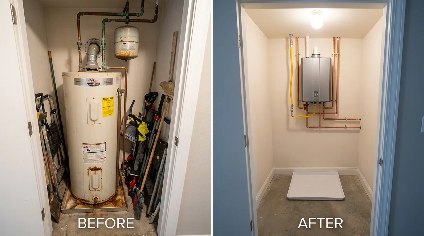 Tank water heater versus wall-mounted tankless unit comparison for West Wendover, NV homeowners