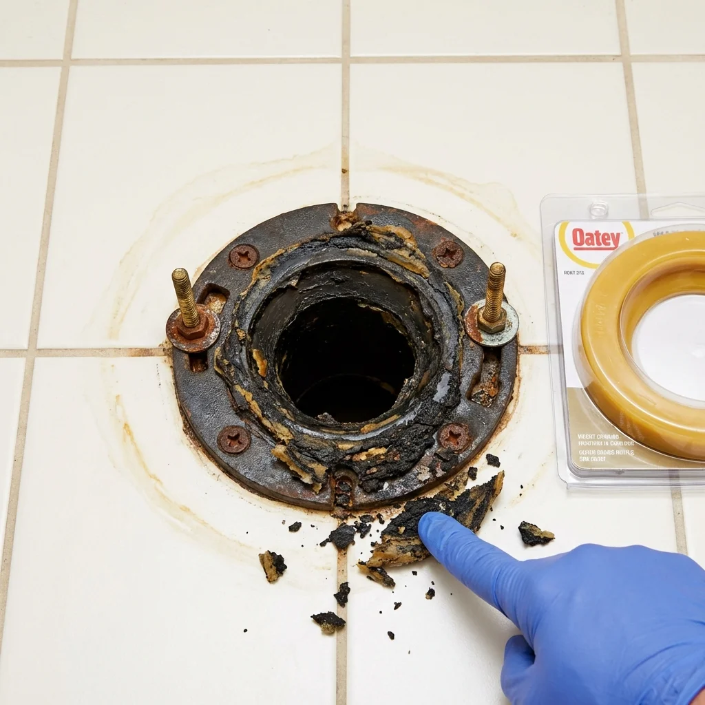 Failed wax ring showing water seepage at the base of a toilet in a West Wendover, NV home