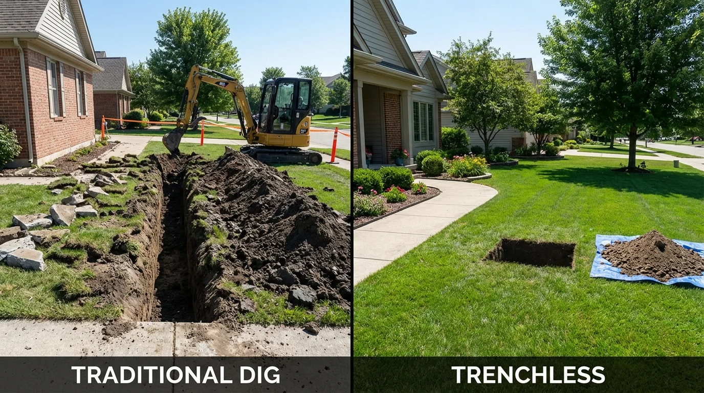 Trenchless sewer repair with minimal yard damage versus traditional excavation in West Wendover, NV